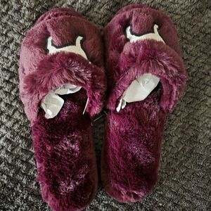 Plush Burgundy Slippers